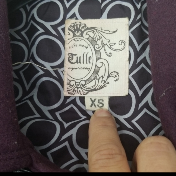 GUC Tulle Anthropologie Purple Toggle Pea Coat XS - Picture 4 of 7